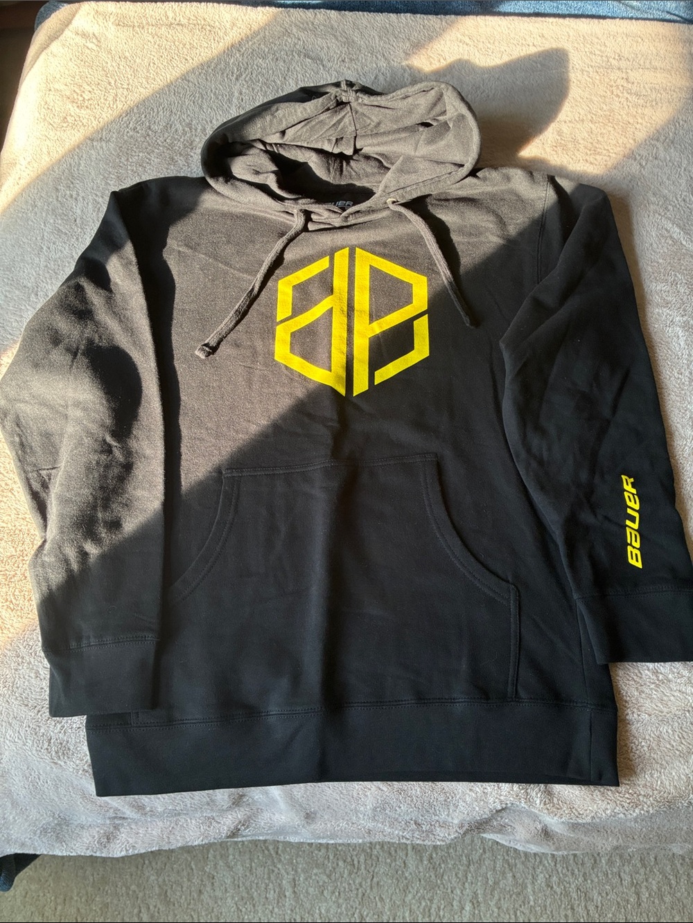 Bauer Black Hoodie with Yellow Emblem